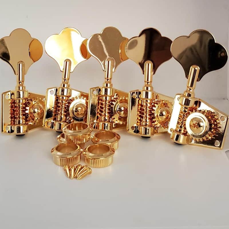 J&P Style 5 pc In-line Gold Bass Tuners image 1