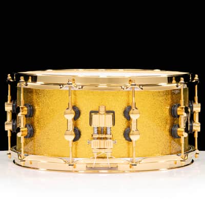Sonor SQ2 14x6.5 Vintage Maple Snare - Gold Sparkle Lacquer - Gold Hardware image 2