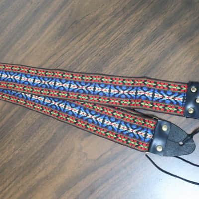 Vintage 1960 Guitar Strap Embroidered Orange Blue Diamond Pattern Ace Bobby Lee image 3