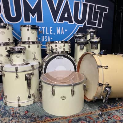 Tim "Herb" Alexander's PRIMUS, 2003 Tama Starclassic 14-Piece Drum Set White Satin image 1