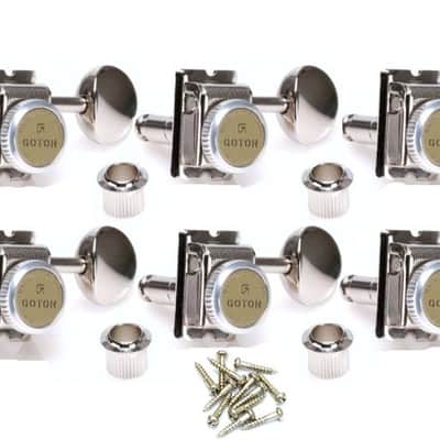 Gotoh Set of 6  SD91-MGT 6-in-line Vintage Style Staggered Locking Tuners - Nickel image 2