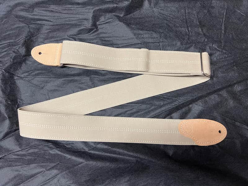 Fender Logoed 2” Canvas Guitar Strap with Sandwiched leather Tabs and Metal Buckle Tan/Beige image 1
