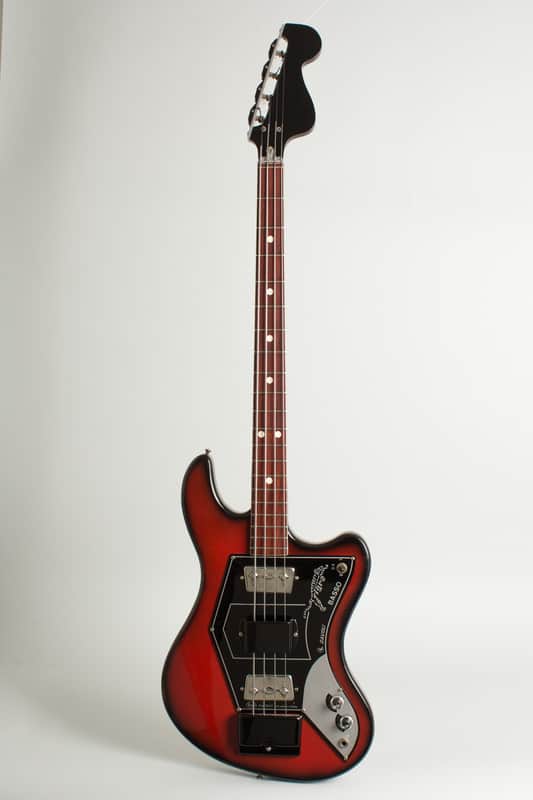 Wandre  Tigre Semi-Hollow Body Electric Bass Guitar (1965), black tolex hard shell case. image 1