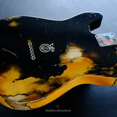 Fender American Vintage '52 Reissue Telecaster Black over Butterscotch Heavy Aged Relic image 9