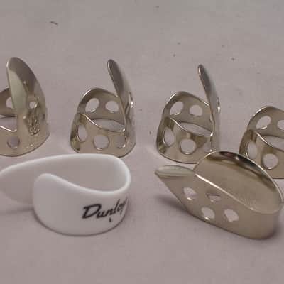 Dunlop 6 Pc. Nickel Silver .025 Finger Pick Set W/2 Thumb Picks For Guitar, Banjo, Steel, Dobro Etc. image 3