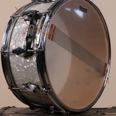 Fibes 6.5x14 White Marine Pearl Fibes Wood Snare Drum image 9