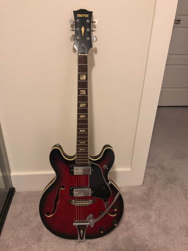 Univox Coily U1825 Hollow Body Guitar MIJ Made In Japan Vintage Redburst image 1