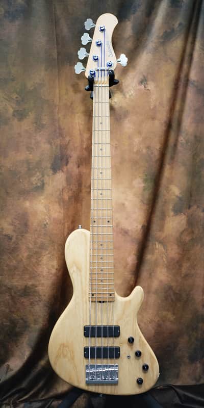 Sadowsky MasterBuilt 24-Fret Single Cut Bass, Swamp Ash Body, 5-String - Natural Transparent High Polish image 1