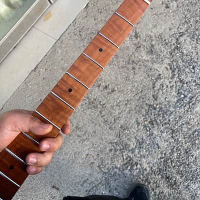 4-string electric bass neck jazz bass stainless steel 21 frets 4a Roasted flame Maple guitar neck 34inch hole 18mm maple fingerboard image 5
