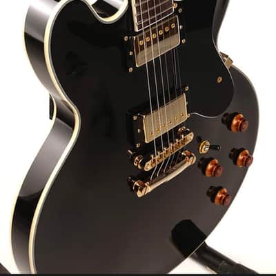 Xaviere PRO930 - Semi Hollow 335 style electric guitar Black with Gold hardware upgraded image 4