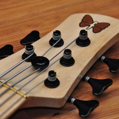 Fodera Monarch Std Special Doctorbass Edition Bird's eye Maple 5 string 19mm spacing - Figured Redwood top image 12