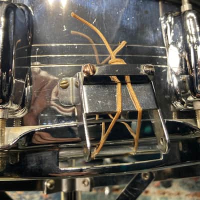Slingerland -  5x14" Gene Krupa Sound King Snare Drum, 10 Lugs, Trick Strainer, 1970s Chrome over Brass image 15
