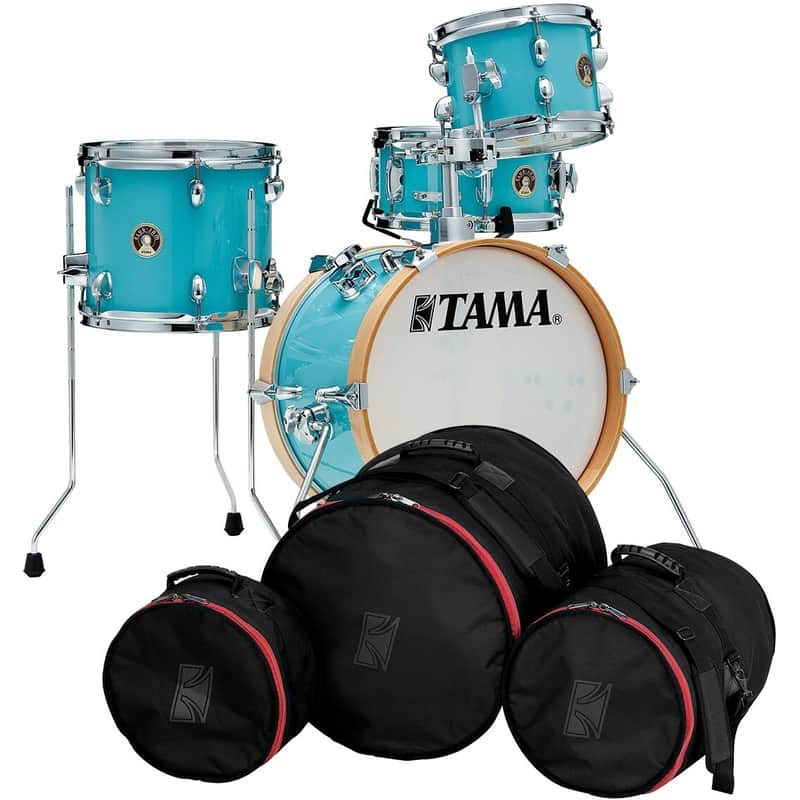Tama LJK44S Club-JAM Flyer Drum Shell Kit, 4-Piece, Aqua Blue, with Tama Standard Drum Bag Set for Club JAM Flyer image 1