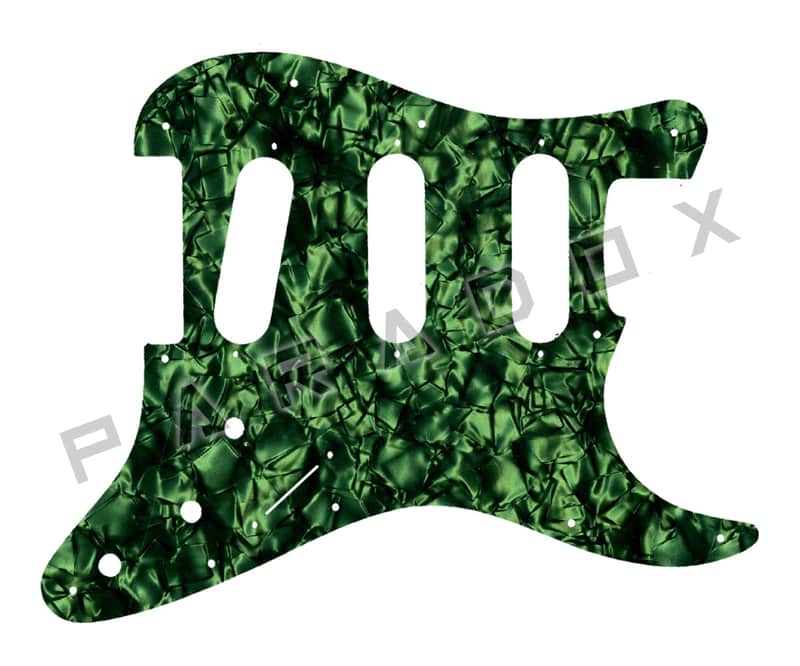 Custom Pickguard For 2000 - Present Made in America Fender Stratocaster Oversized Template with Burns Tri-Sonic Pickups - Dark Green Pearl/Black/White/Black .090" image 1