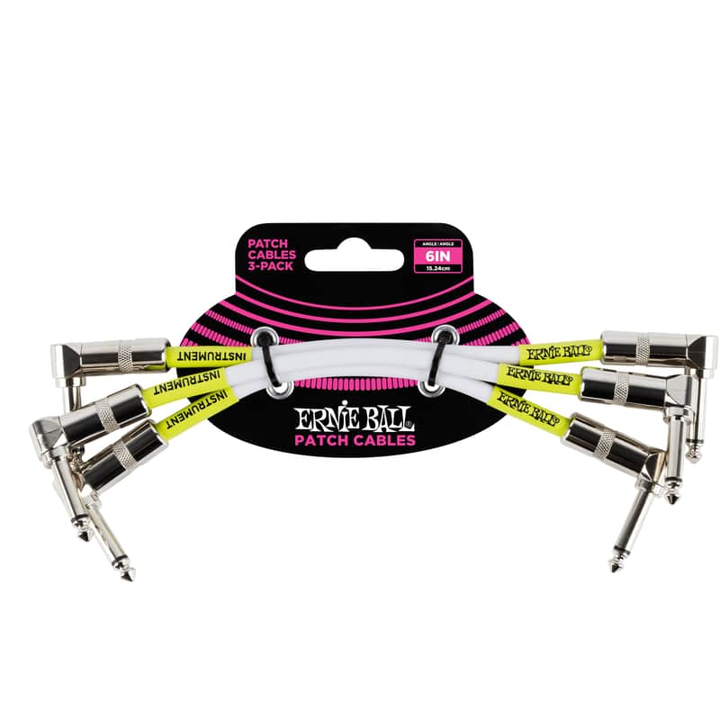 Ernie Ball P06050 1/4" TS Right-Angle Patch Cables - 6" (3-Pack) image 1