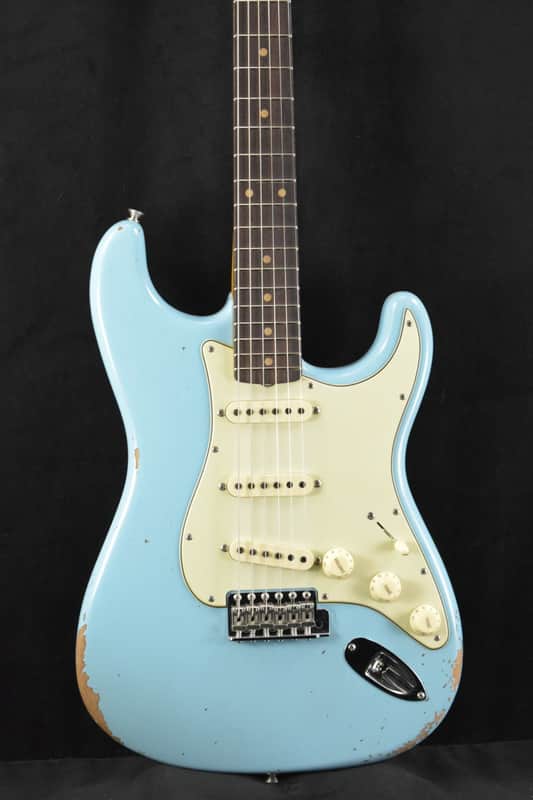 Mint Fender Custom Shop '62 Strat Relic with Closet Classic Hardware - Faded Aged Daphne Blue image 1