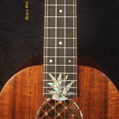 Handmade Pineapple Soprano Ukulele, Solid Hawaiian Koa, Soft-bag, Bruce Wei UW13-2004 image 8