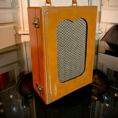 Rotary Connection  Mini portable 1x8 guitar speaker cab! Built inside carry case. Vintage 8 ohm speaker. Switchcraft jack.  Vintage danelectro inspired.   2026 - Tan image 3