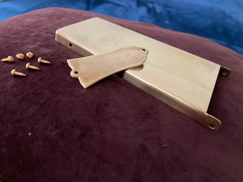 Gibson-NOS Maestro Tremolo cover plate, Raw Brass Blank image 1
