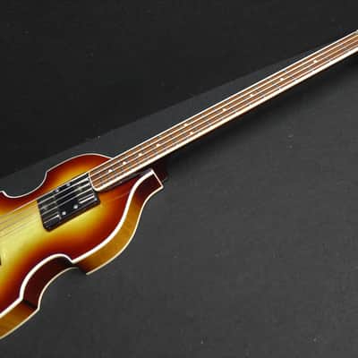 Hofner HCT-500/1-CV Cavern McCartney Revolution Look Custom Beatle Bass Tea Cups, RUGBY BALL TUNER BUTTONS & LaBella 760FHB2 Flats image 8