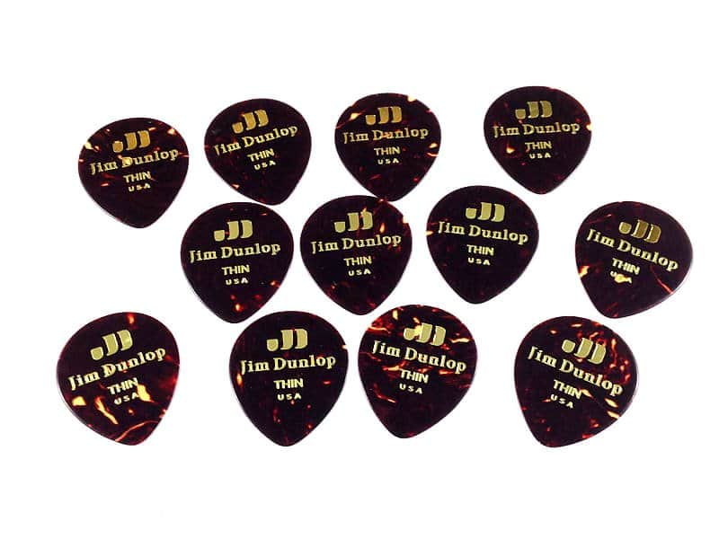 Dunlop Guitar Picks Teardrop Classic Celluloid Thin Shell 12 Pack image 1