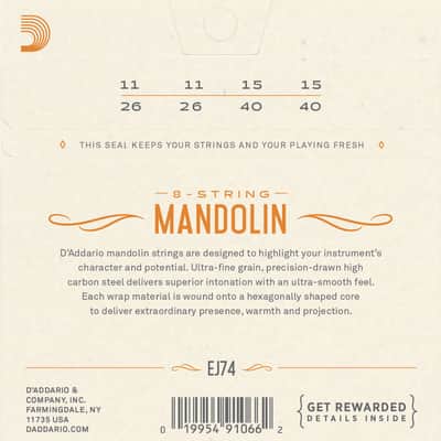 D'Addario Mandolin Strings EJ74 (formerly J74)  Medium  .011-.040 imagen 3