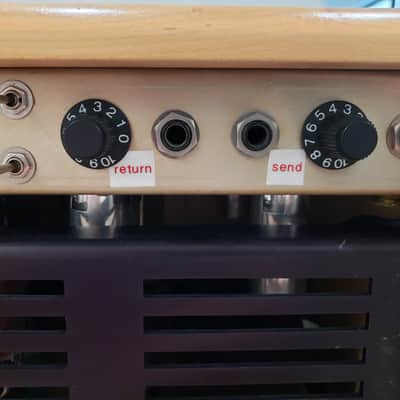 Fuchs - ODS - 100 Watt - Natural Wood Head with Matching Wood 1x12 Cab with OEM EVM12L.  Includes amp flight case, original amp/speaker cab vinyl covers and original foot switch. image 13