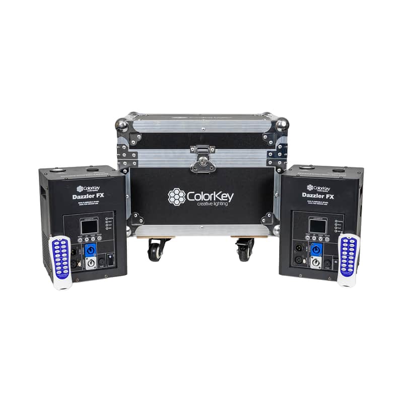 ColorKey Dazzler FX MKII Cold Spark Machine Bundle - 2-Pack w/ Road Case - Black image 1