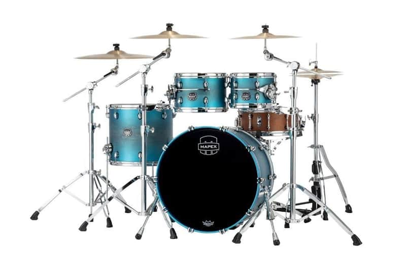 Mapex Saturn Evolution Classic Maple 4-Piece Shell Pack - Exotic Azure Burst Lacquer (SE529XEMPT) image 1
