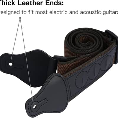 Guitar Strap, Soft Cotton Straps With 3 Pick Holders, Button Headstock Adaptor, 1 Pair Locks and 3 Picks Set For Electric/Acoustic Guitar(Coffee) image 5