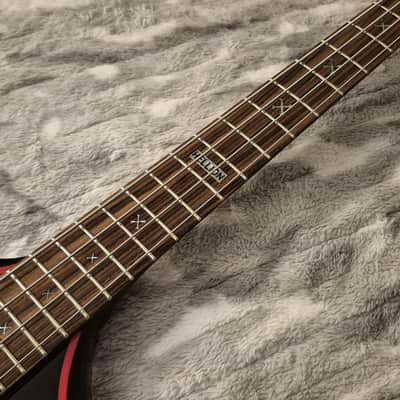 Halo Hellion Custom Bass - 4-String - Flying V - Black and Red Trim - Hellfire Bass image 15