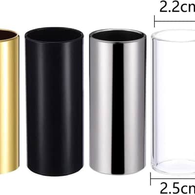 4 Pieces Medium Guitar Slide (3 Colors Steel Glides, 1 Pieces Glass Slide), Guitar Accessories Kit Include 10 Pieces Guitar Picks and 8 Pieces Plastic Thumb & Finger Picks in Storage Box image 2