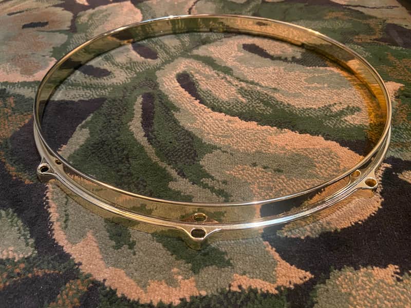 Fly By Night? Brass Die Cast Hoop 14” - 8 Lug - Batter Side (Top) - Brass - Drumhead included image 1