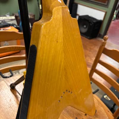 2022 Gibson Custom Shop '58 Korina Flying V Reissue Natural with Black Pickguard image 15