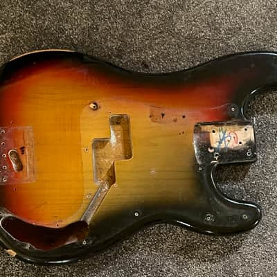 1974 Fender Precision bass body Sunburst original image 1
