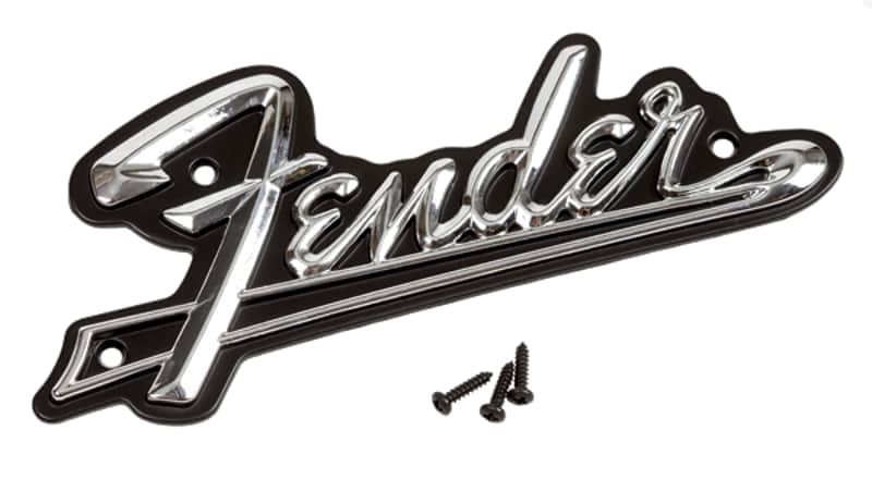 Fender - Fender® Black Panel Amplifier Logo, Silver/Black image 1