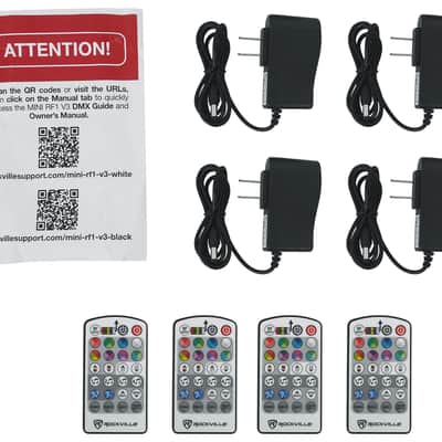 Rockville 4 PACK MINI RF1 V3 White Rechargable RF DJ Wash Lights+Bag+Controller image 18