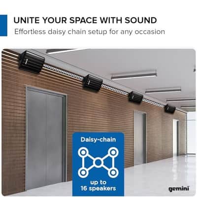 Gemini Sound GHSI Active/Passive Bluetooth Outdoor Speakers- Daisy Chain Capable, IP44, Wall Mount (Black, 100 Watts) image 3