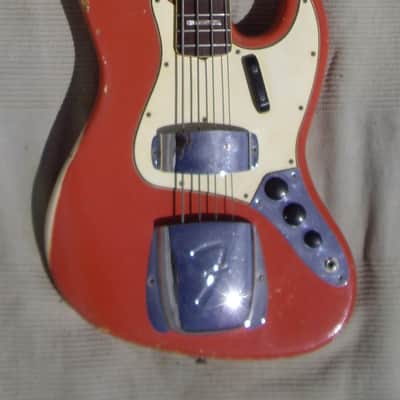 Fender Jazz Bass 1966 - Fiesta Red Matching Headstock image 1