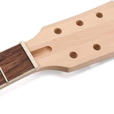 Electric Guitar Neck DIY 22 Fret Maple Neck Rosewood Fretboard with White Trapezoid Dots Inlay for LP Guitars Parts Replacement image 3