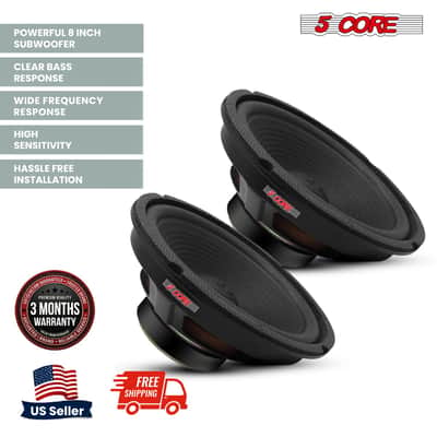 5 Core 8 Inch Car Woofer Audio Pair 1000W 4Ohm Deep Bass Subwoofer Component Loud Speaker System image 2