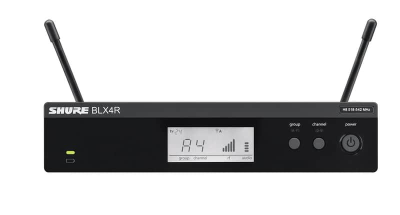Shure GLXD4R Z2 Wireless Rackmountable Rack Ear Mount Receiver with PS43US Power Supply for GLXD GLXD1 GLX-D GLXD4=-Z2 Vocal Mic Guitar Instrument Advanced Digital Wireless Systems Band 2400-2483.5MHz for GLXD24R GLXD14 SM58 B58 Beta 58 B87A PG58 image 1