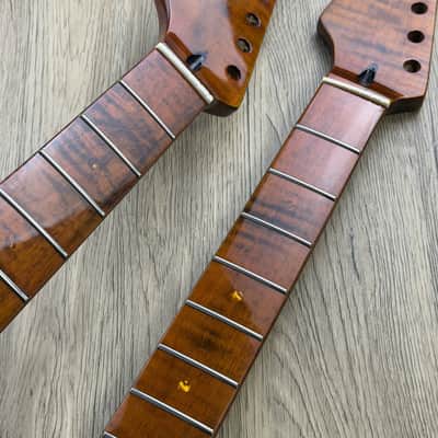 Left Handed Dark Roasted Maple Wood Guitar Strat Stratocaster Style Neck, 22 Frets Fingerboard image 2