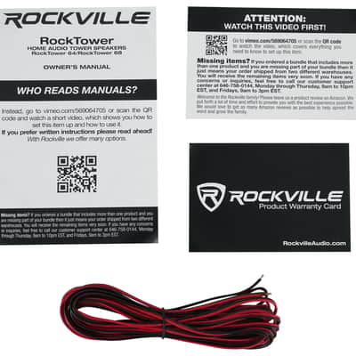 (2) Rockville Rocktower 64B Black Home Tower Speakers+Wifi Amp Receiver+Sub image 12