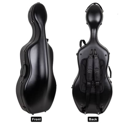 Crossrock Poly Carbon Case with Wheels fits 4/4 Full Size Cello, Includes Outside Music Pouch, 3 Handles, Detachable Straps-Black image 1