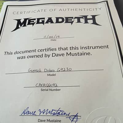 Dave Mustaine's Megadeth Album Recorded Gretsch G9230 Dobro Resonator Guitar in Custom Dean USA Professional Case - Artist owned by DAVE MUSTAINE signed COA image 4