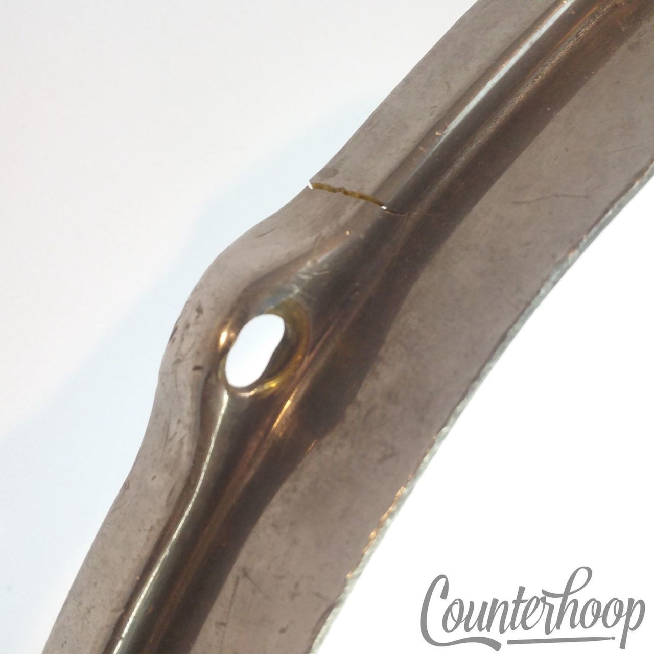 Leedy 15" Snare Drum Rim NOB Nickel Brass Double Flange Hoop Vintage 30s 8-Lug* — main photograph