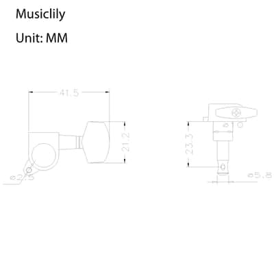 Musiclily 3+3 Set Big Button Guitar Sealed String Tuning Machines Heads Tuners Right Hand,Black image 2