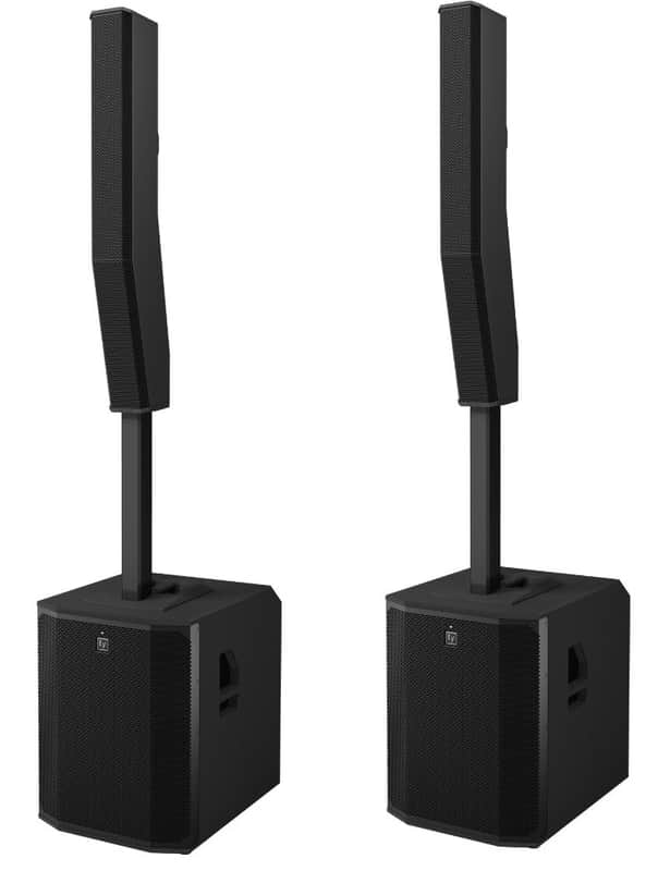 2x Electro-Voice EVOLVE 90 Portable 2000W Subwoofer and Column Loudspeaker PA System with Bluetooth (black) image 1