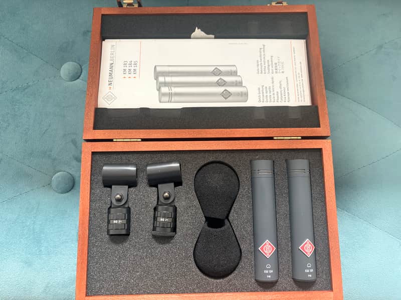 Neumann KM 184 mt Small Diaphragm Cardioid Condenser Microphone Matched Stereo Pair Matte Black image 1